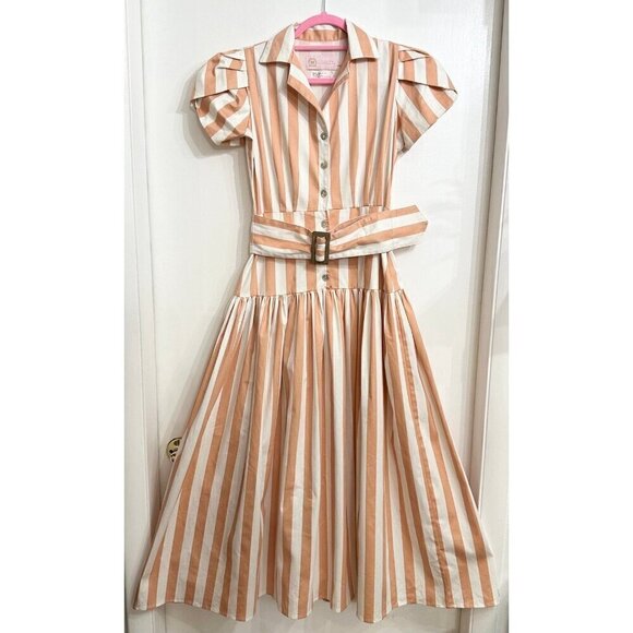 NWT Liliana Meza striped belted shirtdress midi - Picture 7 of 7